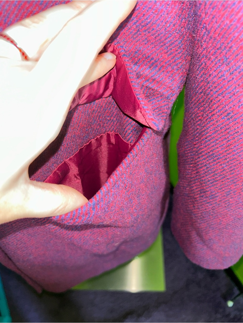 Women's Plum Acrylic Blend Single-Breasted Coat - Picture 6 of 12